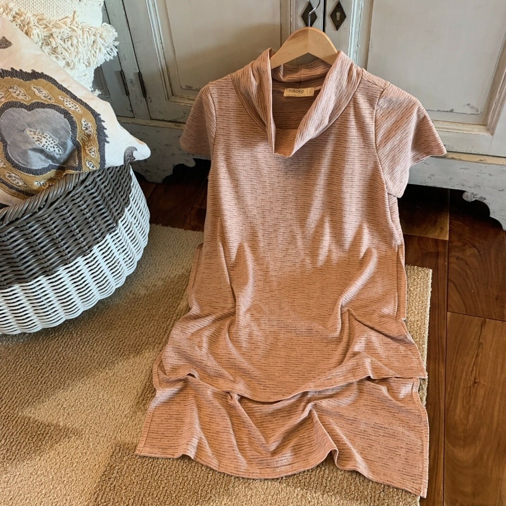 Boutique Pink Mock Neck Hi Low Summer Knit Top - Picture 3 of 7